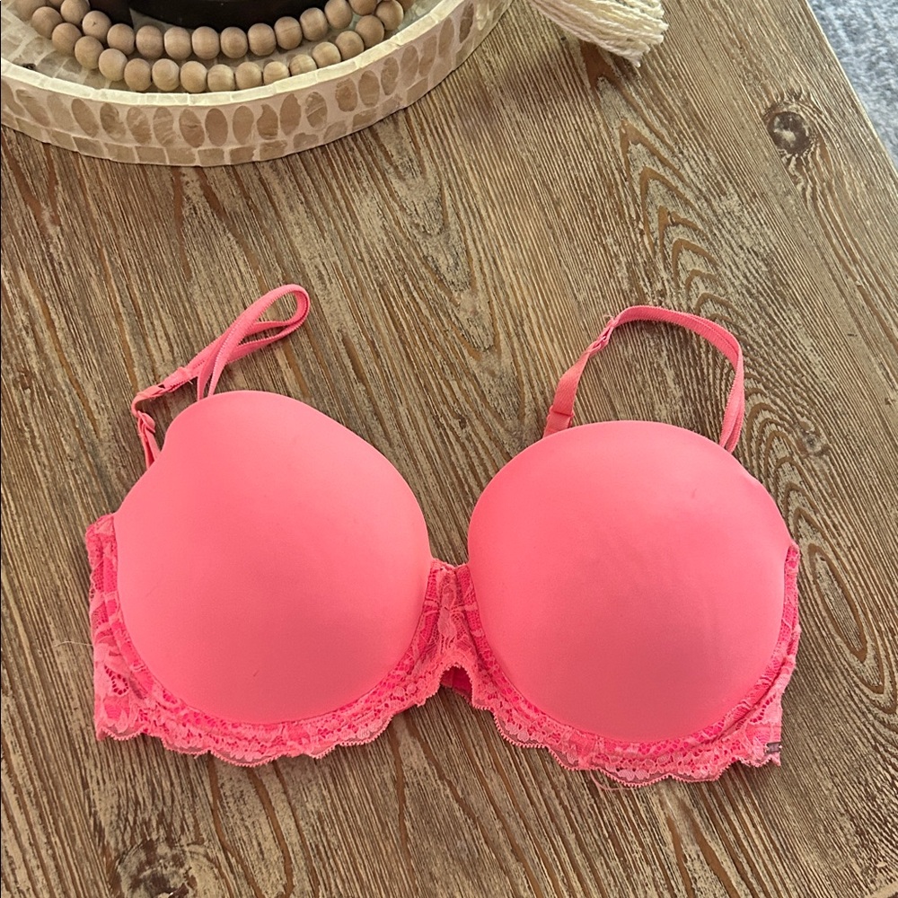 PINK Victoria's Secret Pink Lace Trim Bra with Underwire Support